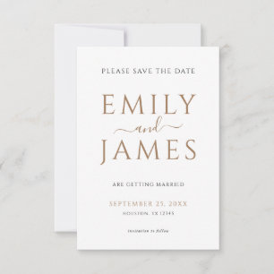 Minimalist Gold Black Text QR Code Wedding White Save The Date