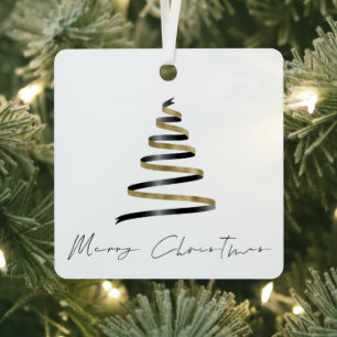 Minimalist Gold Black Tree Merry Christmas Metal Tree Decoration