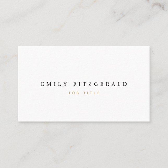 Minimalist Gold & Black Typography Business Card (Front)