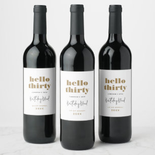 Minimalist Gold Black Typography Personalised Wine Label
