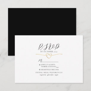 Minimalist Gold Black Wedding RSVP Card