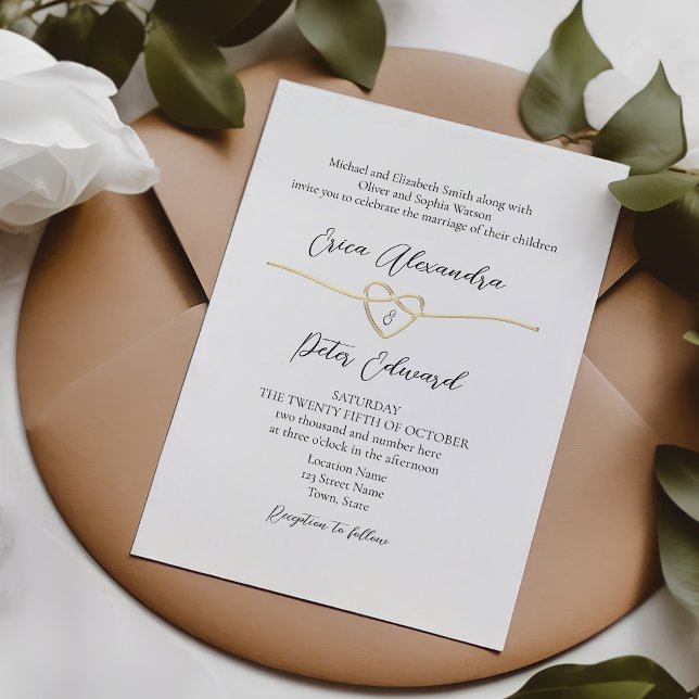 Minimalist Gold Black White Wedding Invitation (Creator Uploaded)