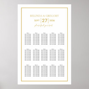 Minimalist Gold Black White Wedding Seating Chart