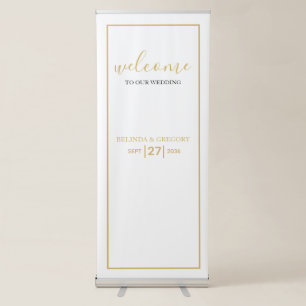 Minimalist Gold Black White Wedding Welcome Sign
