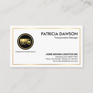 Minimalist Gold Border Frame Freight Transport Business Card