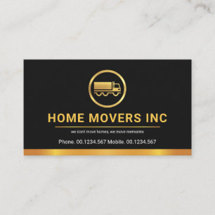 Minimalist Gold Border Line Logistics Transport Business Card