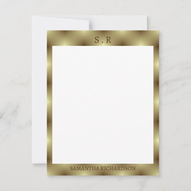 Minimalist Gold Border Monogram Card (Front)