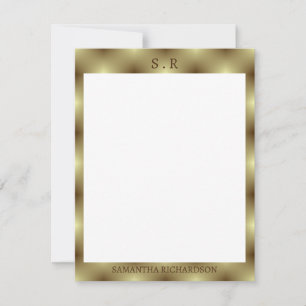 Minimalist Gold Border Monogram Card