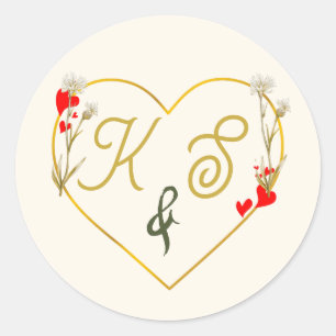 Minimalist Gold Botanical Wedding Sticker