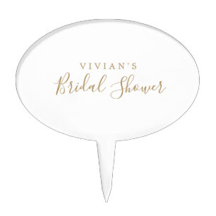 Minimalist Gold Bridal Shower Cake Pick