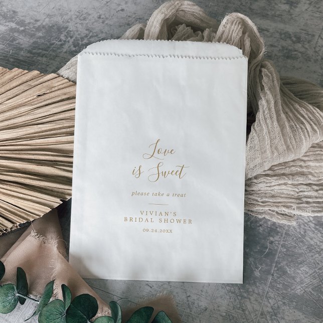 Minimalist Gold Bridal Shower Love Is Sweet Favour Bags (Creator Uploaded)
