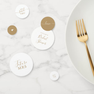 Minimalist Gold Bridal Shower Table Confetti