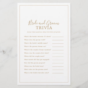 Minimalist Gold Bride and Groom Trivia Game Flyer