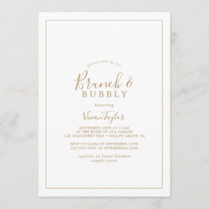 Minimalist Gold Brunch and Bubbly Bridal Shower Invitation