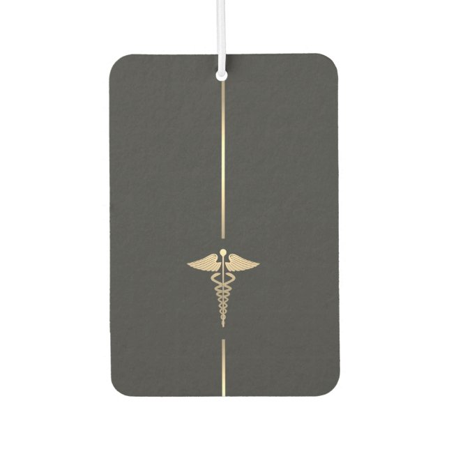 Minimalist Gold Caduceus Symbol Car Air Freshener (Front)