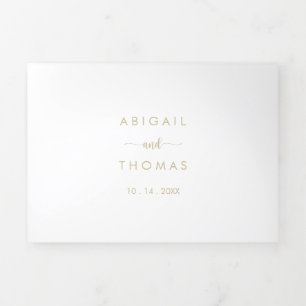 Minimalist Gold Calligraphy Wedding Tri-Fold Invitation