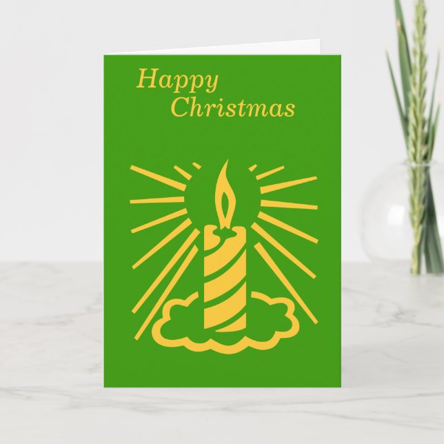 minimalist gold candle burning for christmas holiday card (Front)