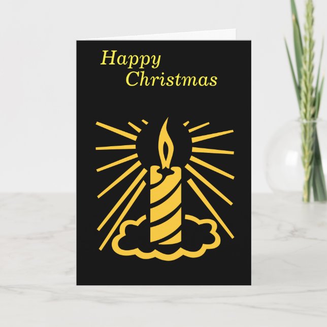 minimalist gold candle burning for christmas holiday card (Front)