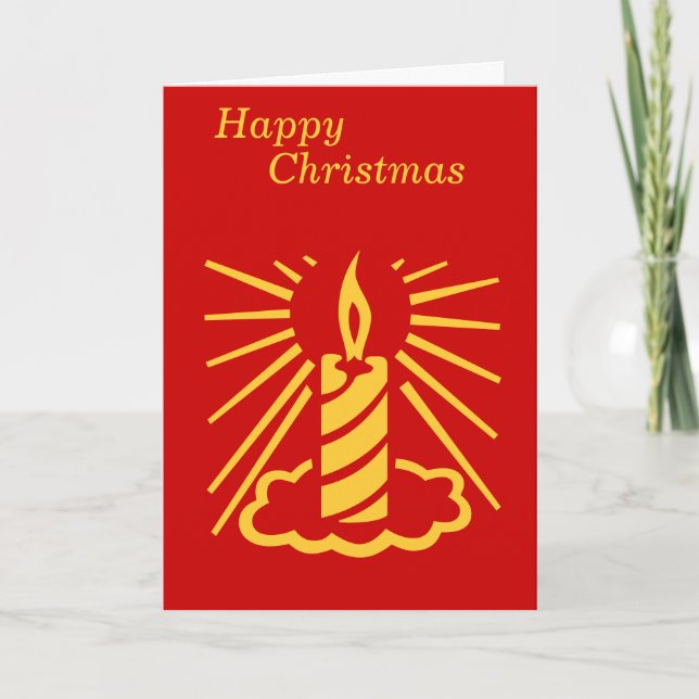 minimalist gold candle burning for christmas holiday card (Front)