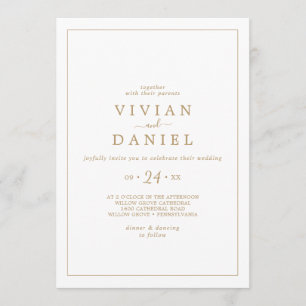 Minimalist Gold Casual Wedding Invitation