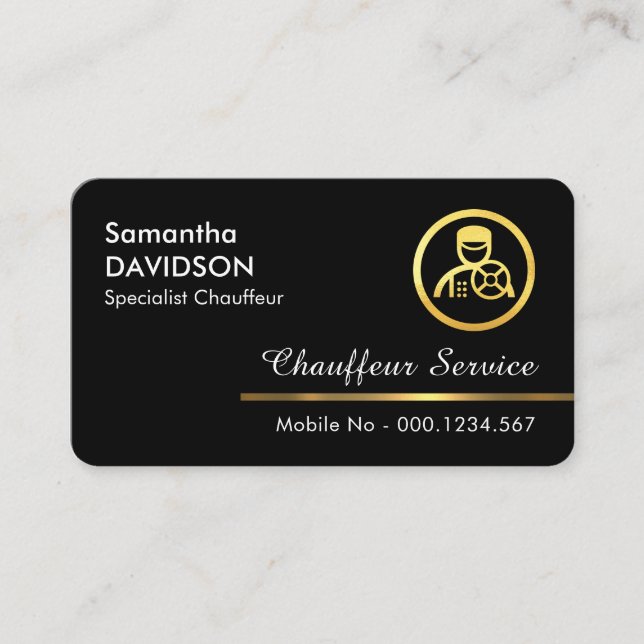 Minimalist Gold Chauffeur Line Business Card (Front)