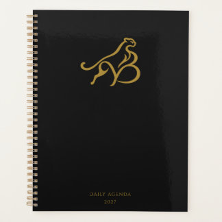 Minimalist Gold Cheetah Black & Gold Spiral Planne Planner
