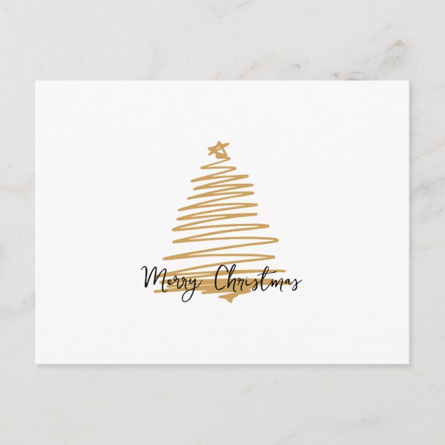 Minimalist Gold Christmas tree Merry Christmas  Postcard (Front)