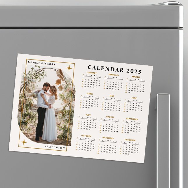 Minimalist Gold Christmas Wedding Photo Calendar (Creator Uploaded)