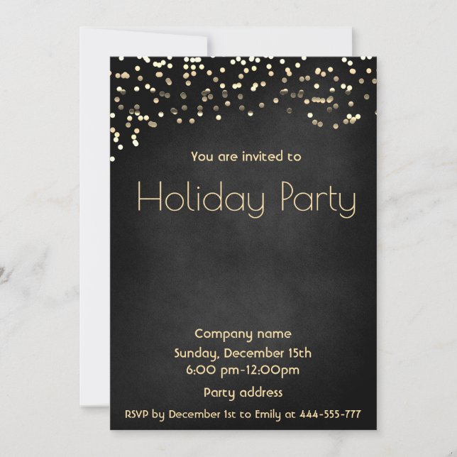 Minimalist Gold confetti  company holiday party Invitation (Front)