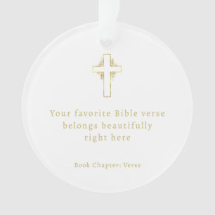 Minimalist Gold Cross Bible Verse Ornament