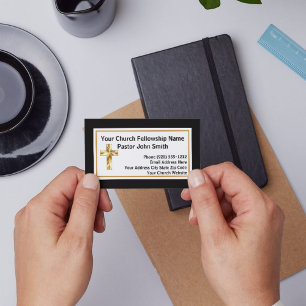 Minimalist Gold Cross Church Business Cards