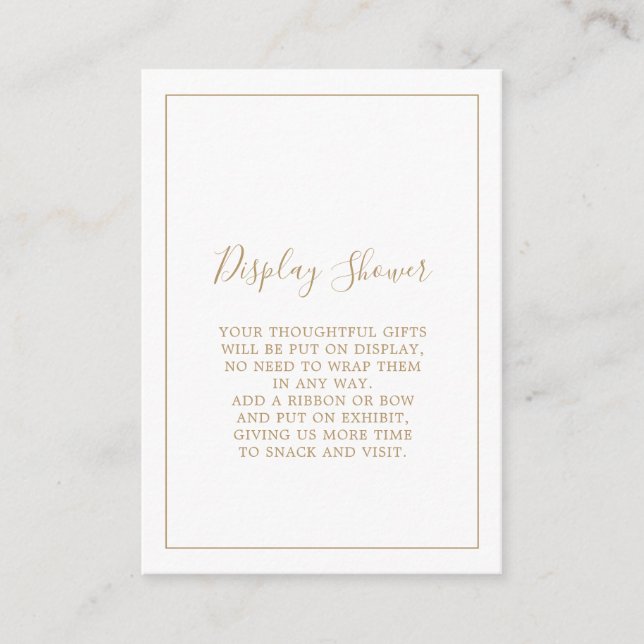 Minimalist Gold Display Shower Enclosure Card (Front)