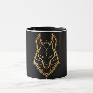 Minimalist Gold Egyptian Jackal Art Mug