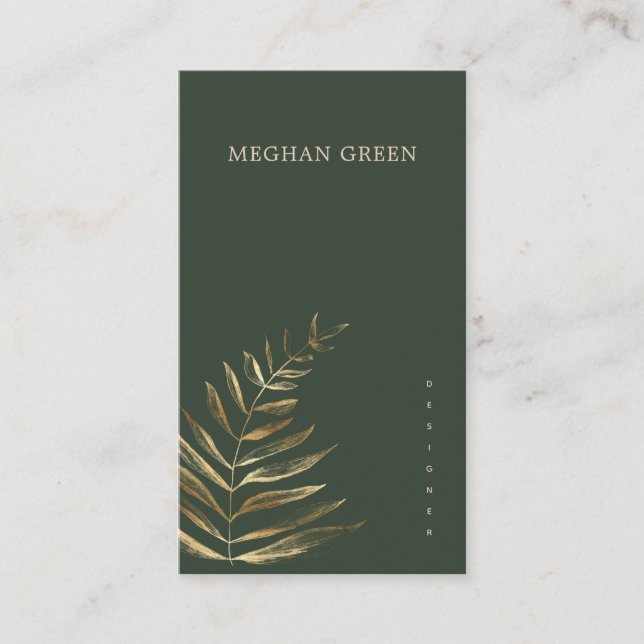 Minimalist Gold Faux Foil Foliage Business Card (Front)