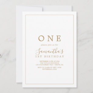 Minimalist Gold First Birthday Party Invitation