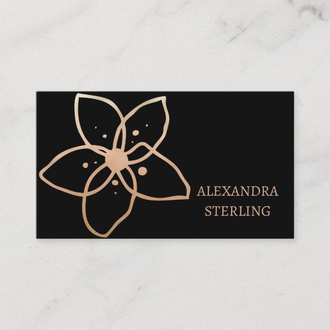 Minimalist Gold Floral Elegance Personalised Business Card (Front)