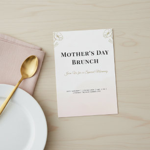 Minimalist Gold Flowers Mother’s Day Brunch Invitation