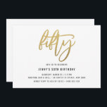 Minimalist Gold Foil 50th Birthday Invitation<br><div class="desc">This minimalist 50th birthday party invitation features an eye catching gold foil 'fifty' text. Please note that the gold foil is a texture only, not real foil. For more advanced customisation of this design, e.g. changing layout, font or text size please click the "CUSTOMIZE" button above. Please contact me for...</div>