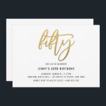 Minimalist Gold Foil 50th Birthday Invitation<br><div class="desc">This minimalist 50th birthday party invitation features an eye catching gold foil 'fifty' text. Please note that the gold foil is a texture only, not real foil. For more advanced customisation of this design, e.g. changing layout, font or text size please click the "CUSTOMIZE" button above. Please contact me for...</div>