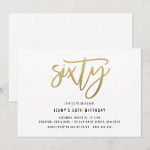 Minimalist Gold Foil 60th Birthday Invitation
