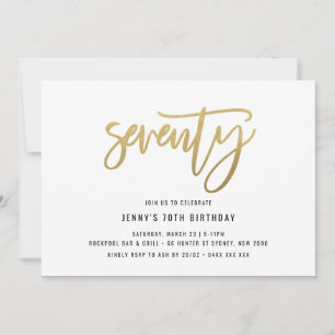 Minimalist Gold Foil 70th Birthday Invitation