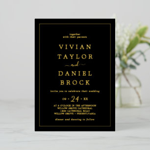 Minimalist Gold Foil   Black Bold Names Wedding