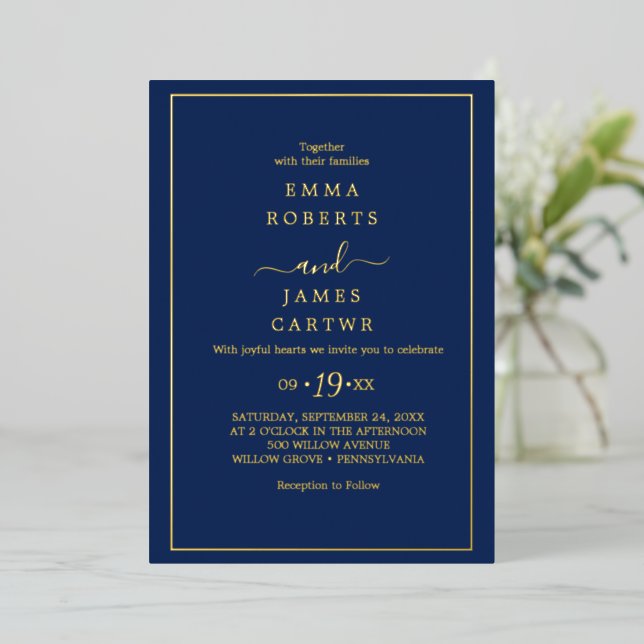 Minimalist Gold Foil | Black Casual Wedding  (Standing Front)