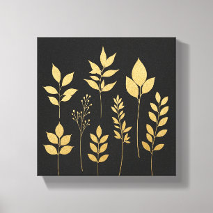 Minimalist Gold Foil Botanical Wall Art Black Ca