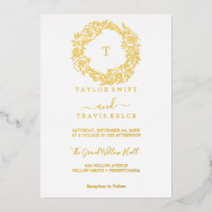 Minimalist Gold Foil   Emerald Monogram Wedding 