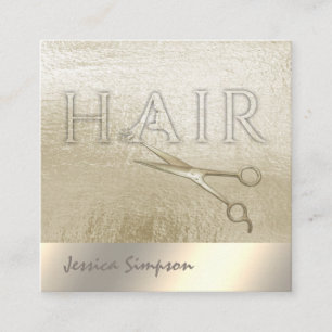 Minimalist gold foil scissors HAIR Appointment Card