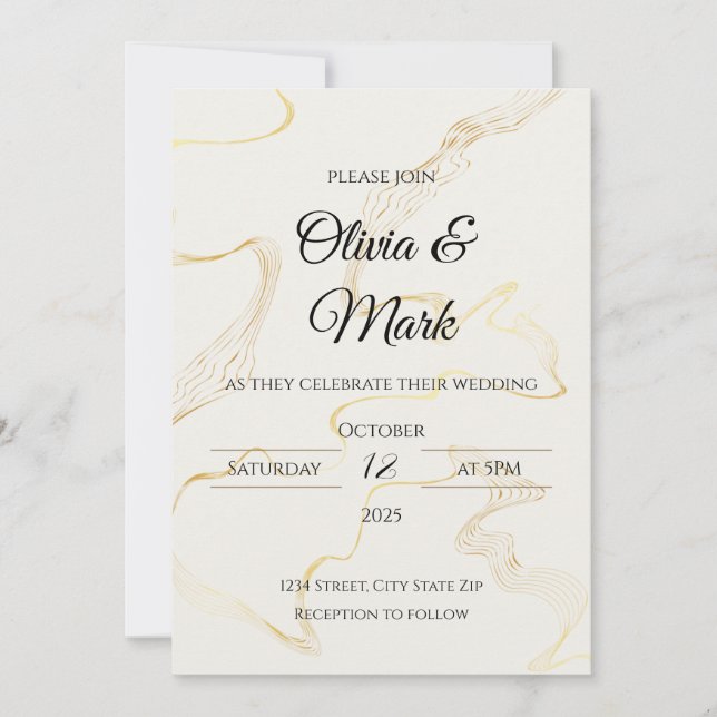 Minimalist Gold Foil Wedding Invitation | Modern (Front)