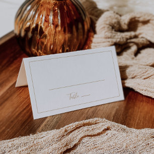 Minimalist Gold Folded Wedding Place Card
