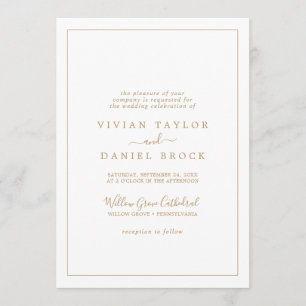 Minimalist Gold Formal Wedding Invitation
