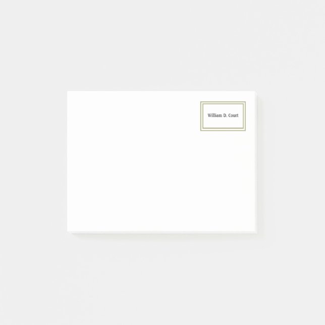 Minimalist Gold Frame Name Post-it Notes (Front)
